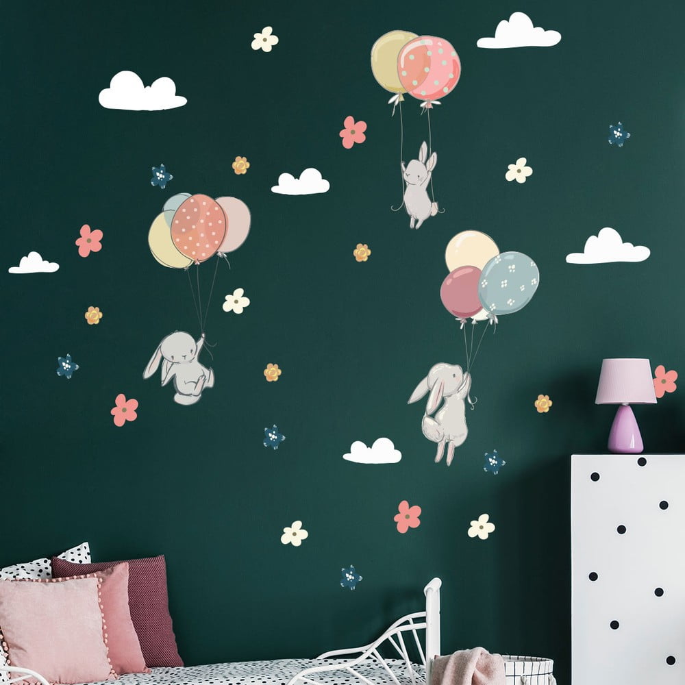 Adesivi murali per bambini Conigli volanti - Ambiance | Adesivi per bambini