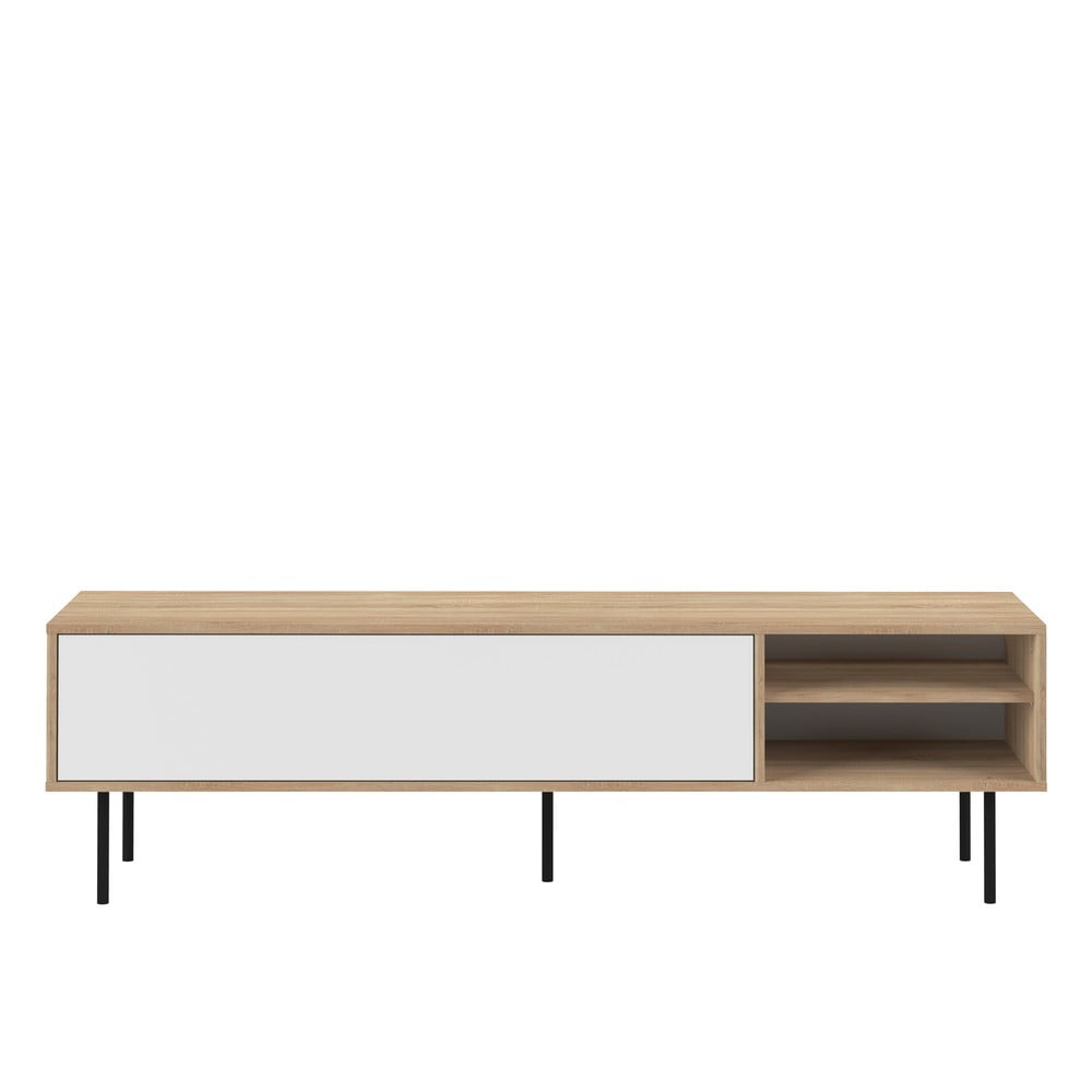 Tavolo TV in rovere decorato in bianco e naturale 165x40 cm Ampère - TemaHome | Mobili TV