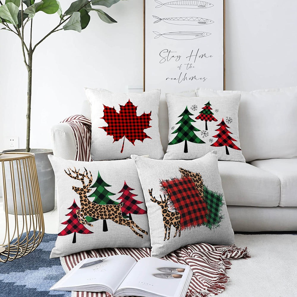 Set di 4 federe in ciniglia Leaf, 55 x 55 cm - Minimalist Cushion Covers | Federe