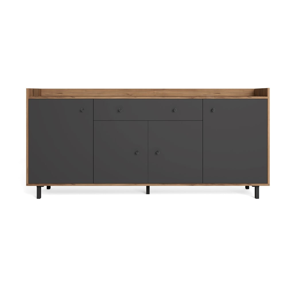 Cassettiera bassa grigia in noce 132x84 cm Malta - Marckeric | Cassettiere