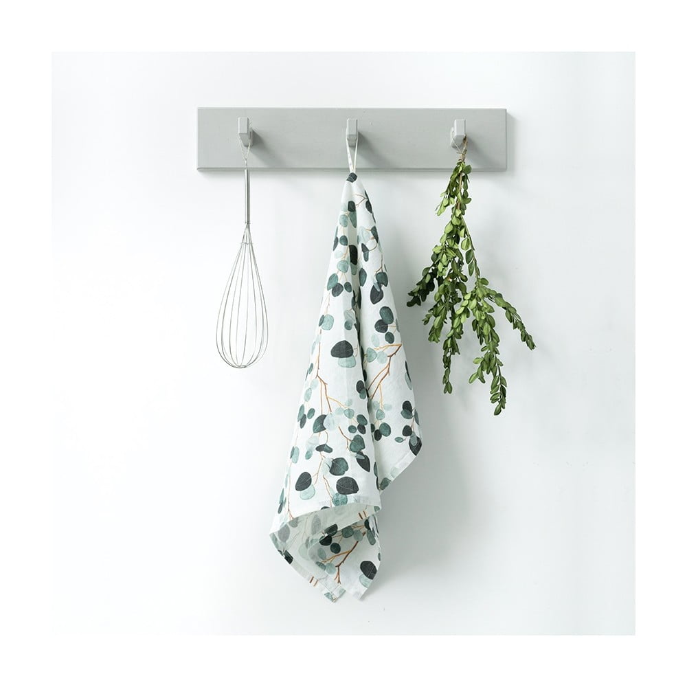 Strofinaccio in lino bianco e verde, 65 x 45 cm Eucalyptus - Linen Tales | Asciugamani da cucina