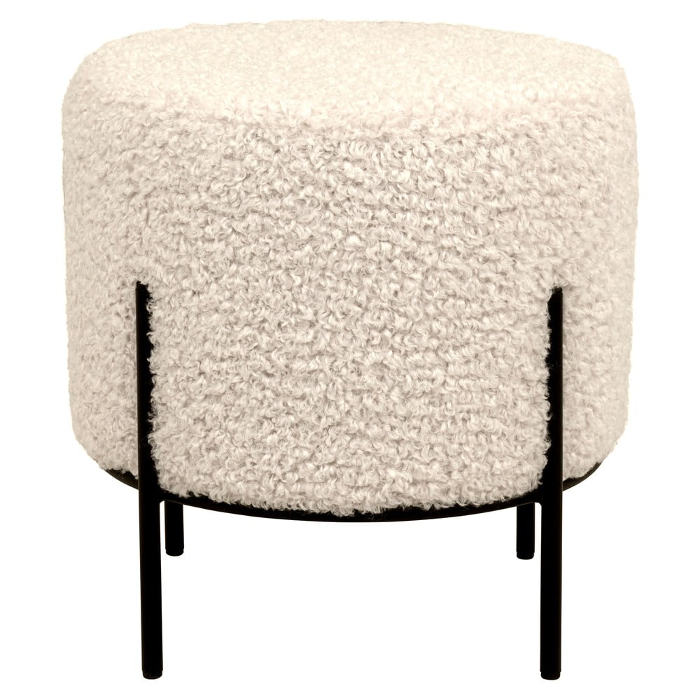Poggiapiedi color crema con rivestimento in bouclé Alford – House Nordic | Sgabelli e pouf