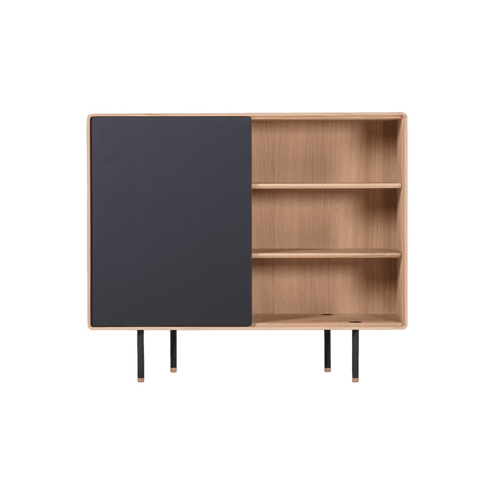 Cassettiera bassa nera-colore naturale in rovere 118x100 cm Fina - Gazzda | Cassettiere