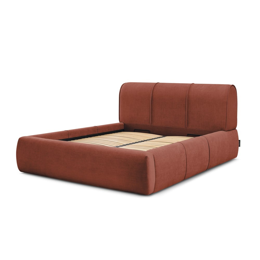 Letto matrimoniale imbottito arancione con vano contenitore con griglia 180x200 cm Vernon - Bobochic Paris | Letti matrimoniali