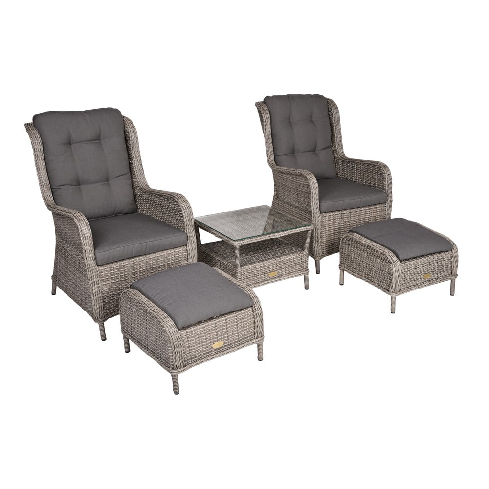 Set mobili da giardino in rattan artificiale grigio 2 posti Sideboard  Valencia - Garden Pleasure | Set di mobili da giardino