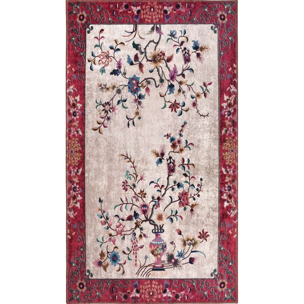 Tappeto lavabile rosso e crema 150x80 cm - Vitaus | Tappeti