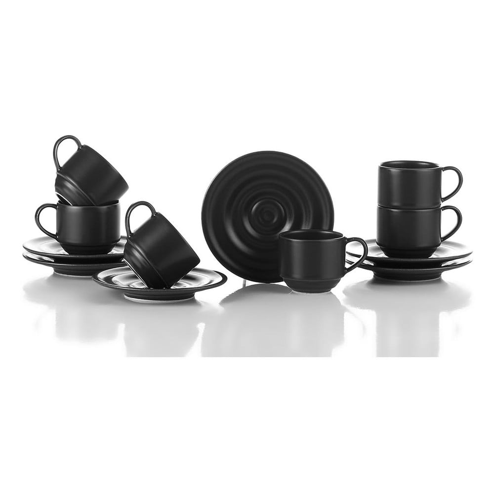 Set di tazze da espresso nere 12 pz 75 ml - Kütahya Porselen | Tazzine
