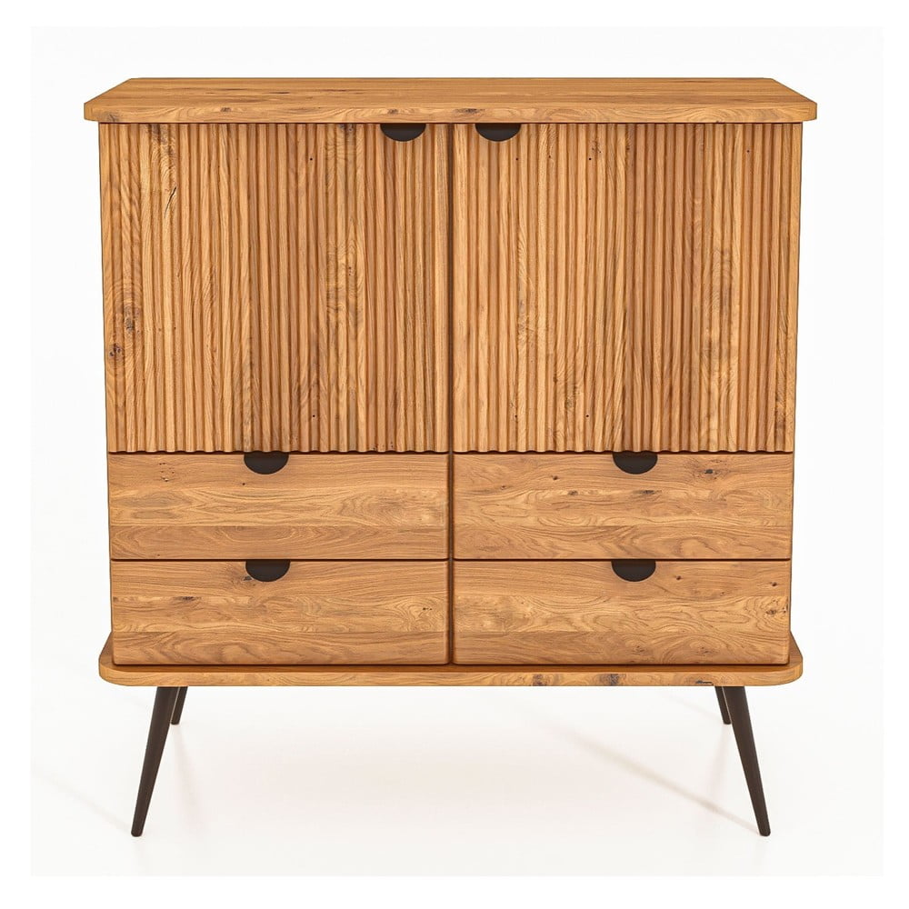 Cassettiera alta in legno di quercia in colore naturale 97x102 cm Kula - The Beds | Cassettiere