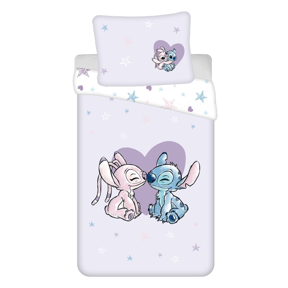 Biancheria da letto per bambini in cotone per letto singolo 140x200 cm  Lilo and Stitch "Heart" – Jerry Fabrics | Biancheria da letto per bambini