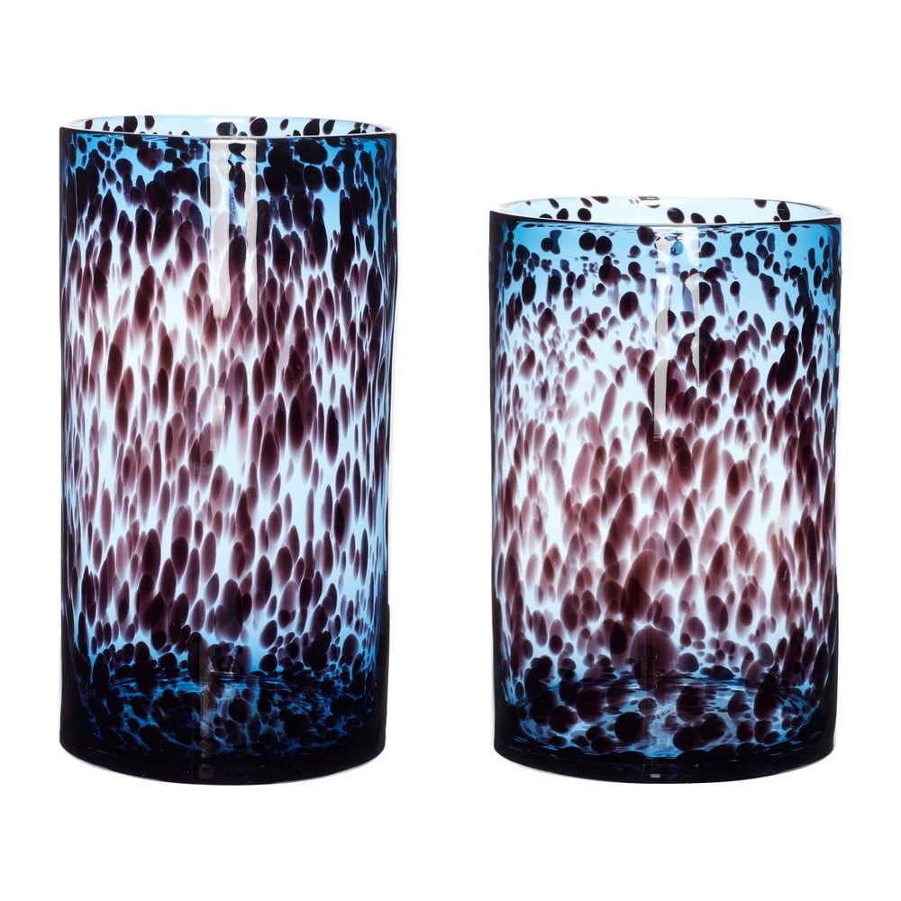 Set di 2 vasi in vetro fatti a mano blu/viola Hazy - Hübsch | Vasi