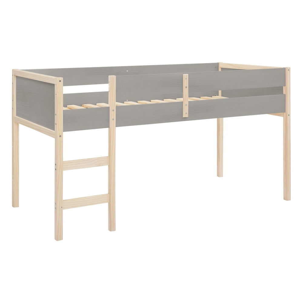 Letto a soppalco colore grigio-naturale in legno di pino per bambini 90x200 cm Square - Støraa | Letti per bambini