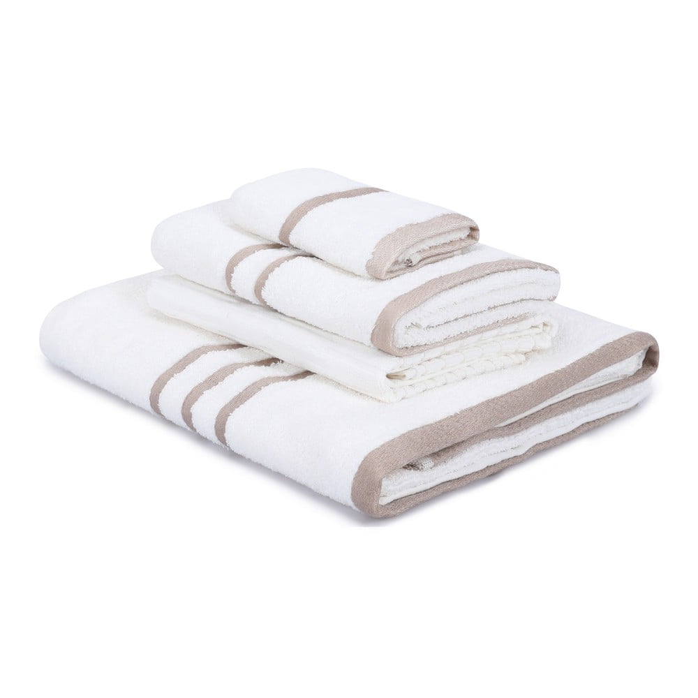 Asciugamani e teli da bagno in cotone bianco in un set di 4 pezzi Linda - Foutastic | Asciugamani