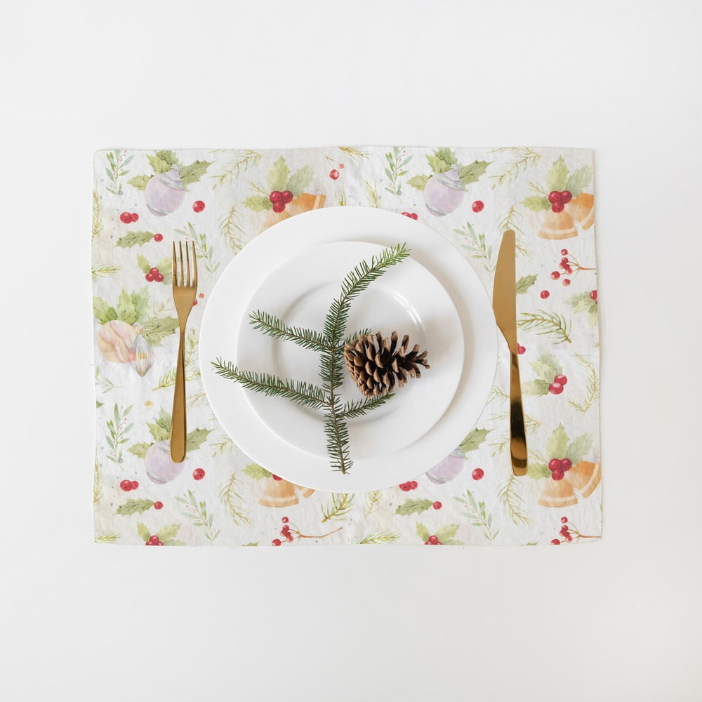 Tovaglietta natalizia in lino Merry, 40 x 35 cm Christmas Print - Linen Tales | Tovagliette