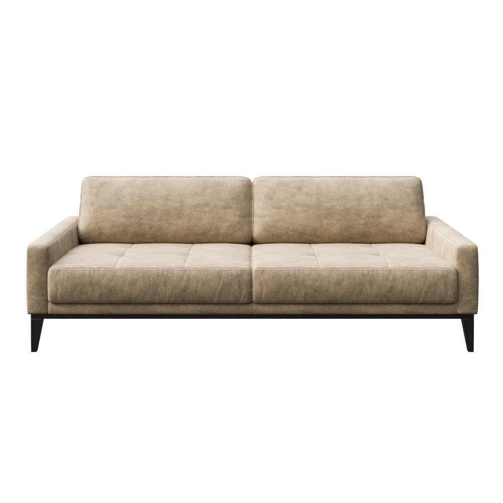 Divano trapuntato in similpelle beige, 210 cm Musso - MESONICA | Divani