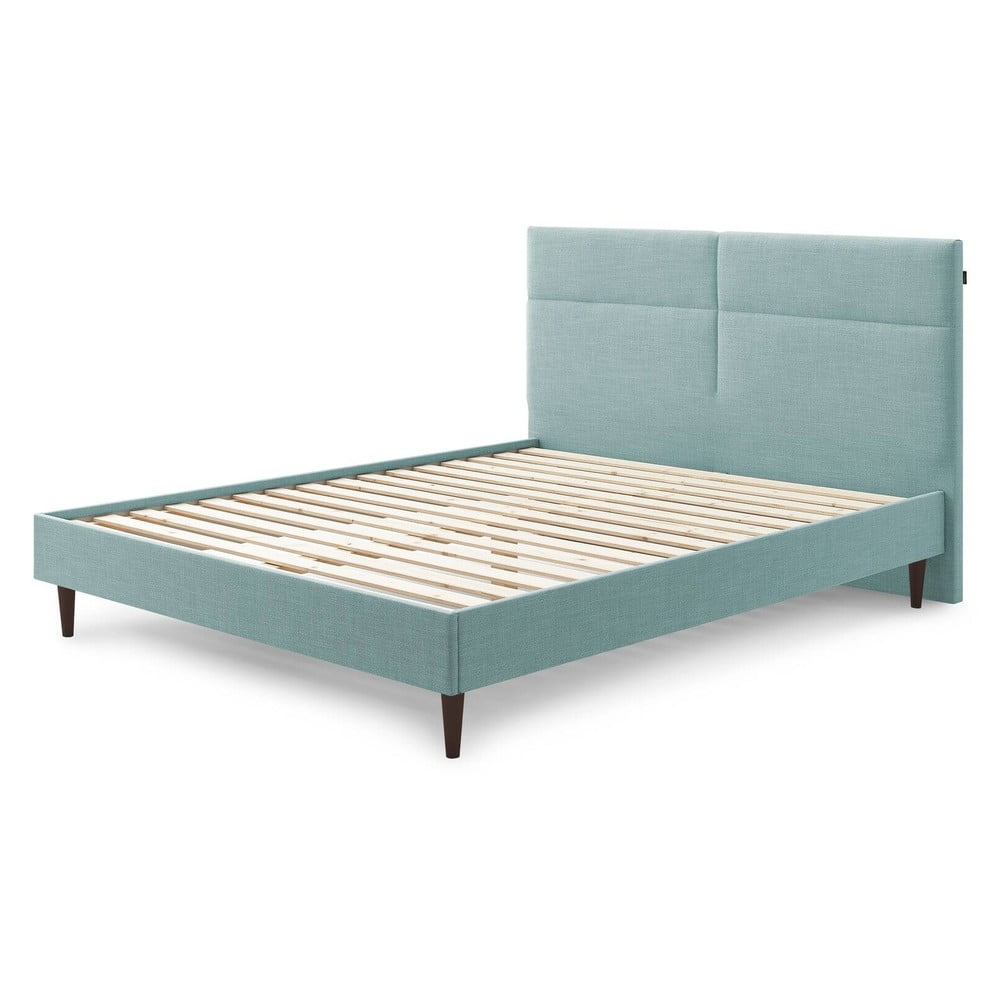 Letto matrimoniale imbottito turchese con griglia 160x200 cm Elyna - Bobochic Paris | Letti matrimoniali