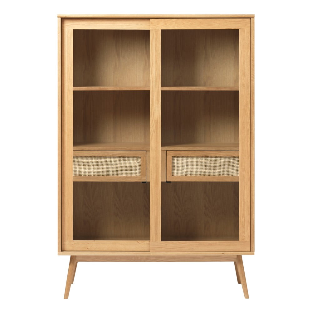 Vetrina effetto rovere con ante scorrevoli in colore naturale 110x160 cm Barrali - Unique Furniture | Vetrine