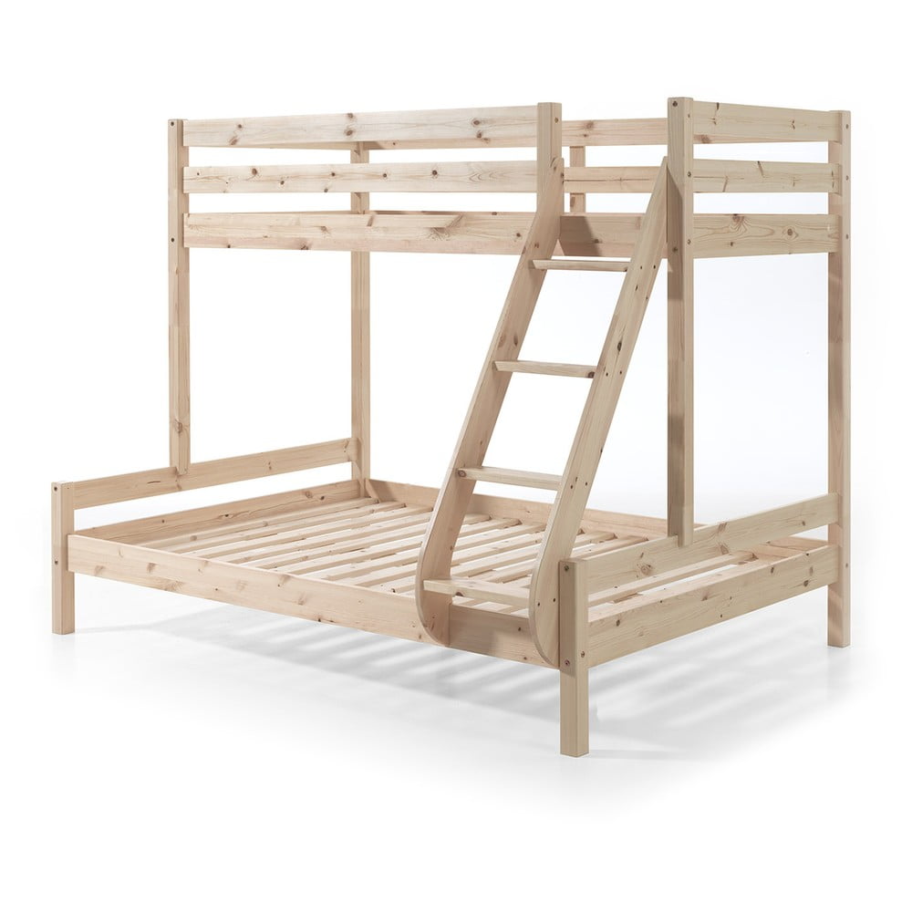Letto a castello in legno di pino 140x200/90x200 cm in colore naturale Pino - Vipack | Letti per bambini