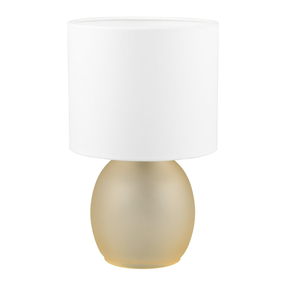 Lampada da tavolo in bianco e oro con paralume in tessuto (altezza 29 cm) Vela - Trio | Abat-jour e lampade da tavolo