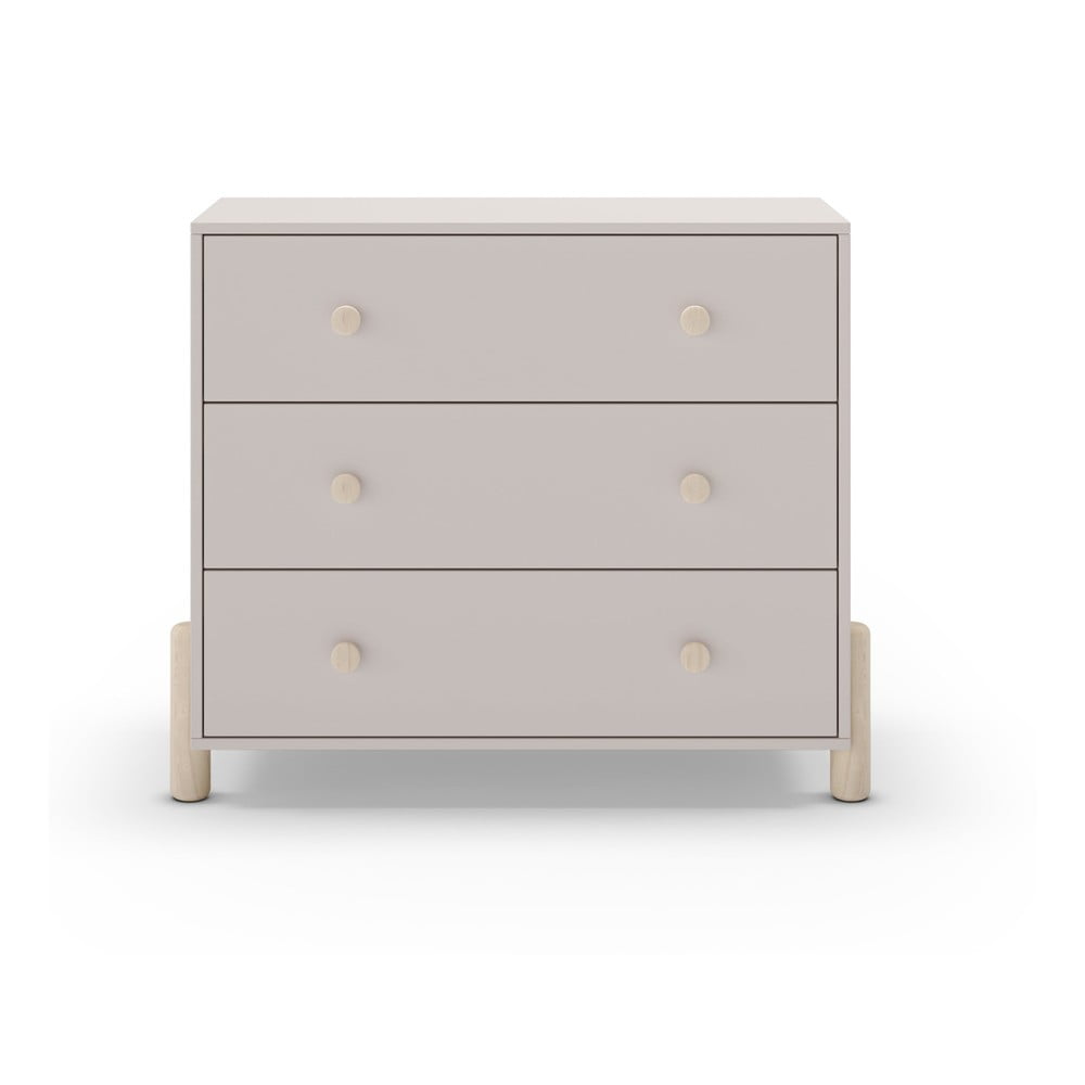 Cassettiera bassa per bambini in legno di pino color crema 90x80 cm Enola - Marckeric | Cassettiere per bambini
