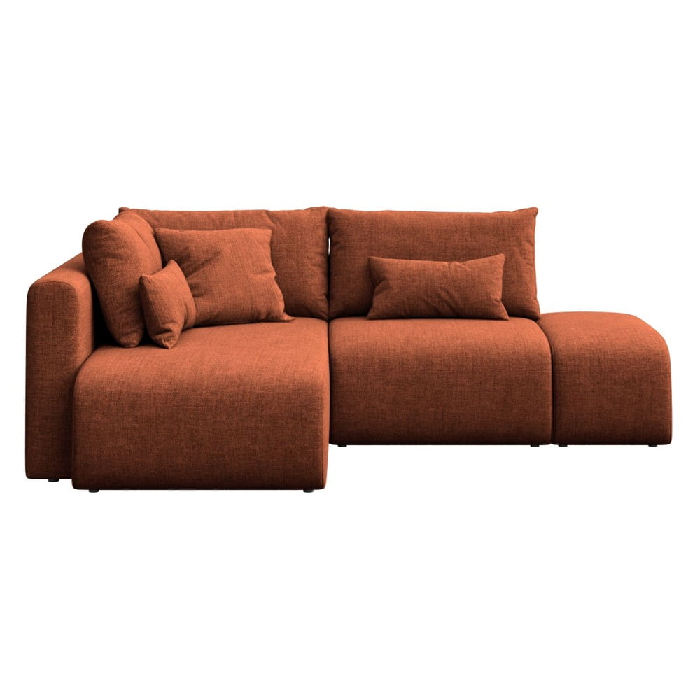 Divano angolare arancione allungabile/con contenitore (con penisola a sinistra/con chaise lounge) Lumine – Ghado | Divani ad angolo