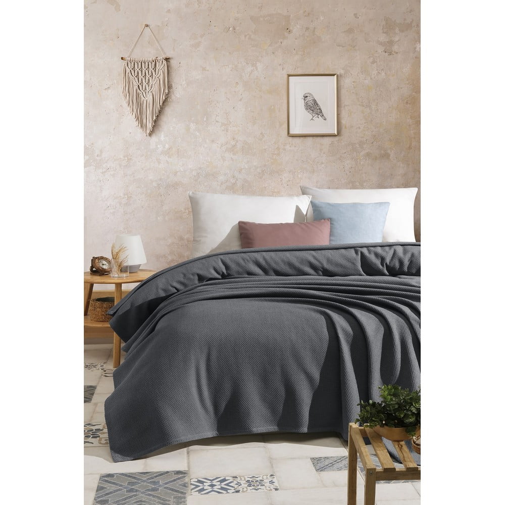 Copriletto in cotone grigio per letto matrimoniale 220x240 cm - Mijolnir | Copriletti