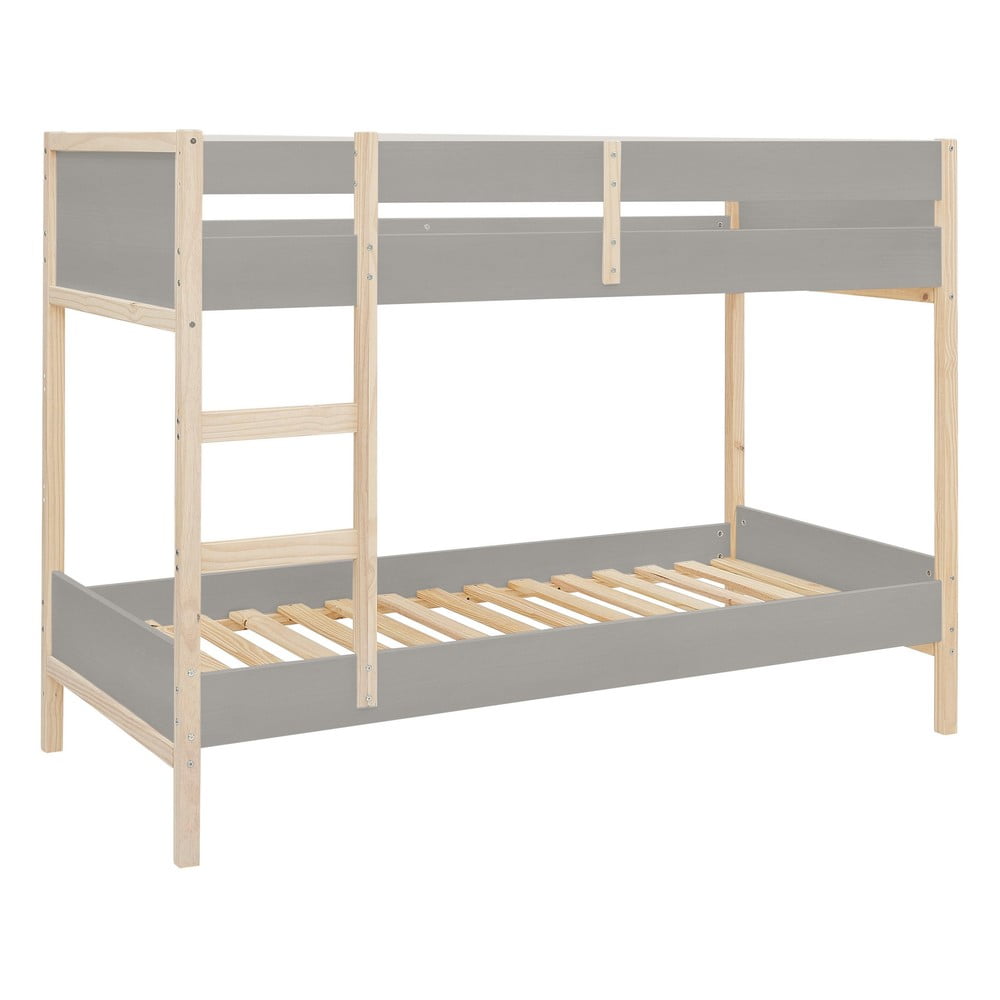 Letto a castello colore grigio-naturale in legno di pino 90x200 cm Square - Støraa | Letti per bambini