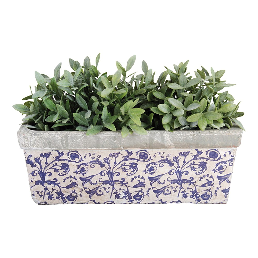 Cassapanca in ceramica blu e bianca - Esschert Design | Fioriere