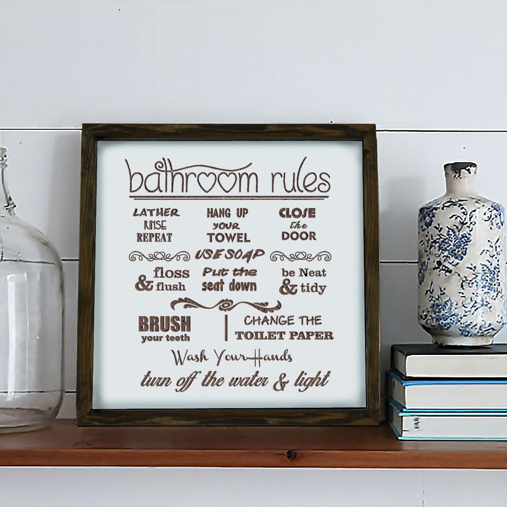 Cartello 34x34 cm Bathroom Rules - Evila Originals | Insegne