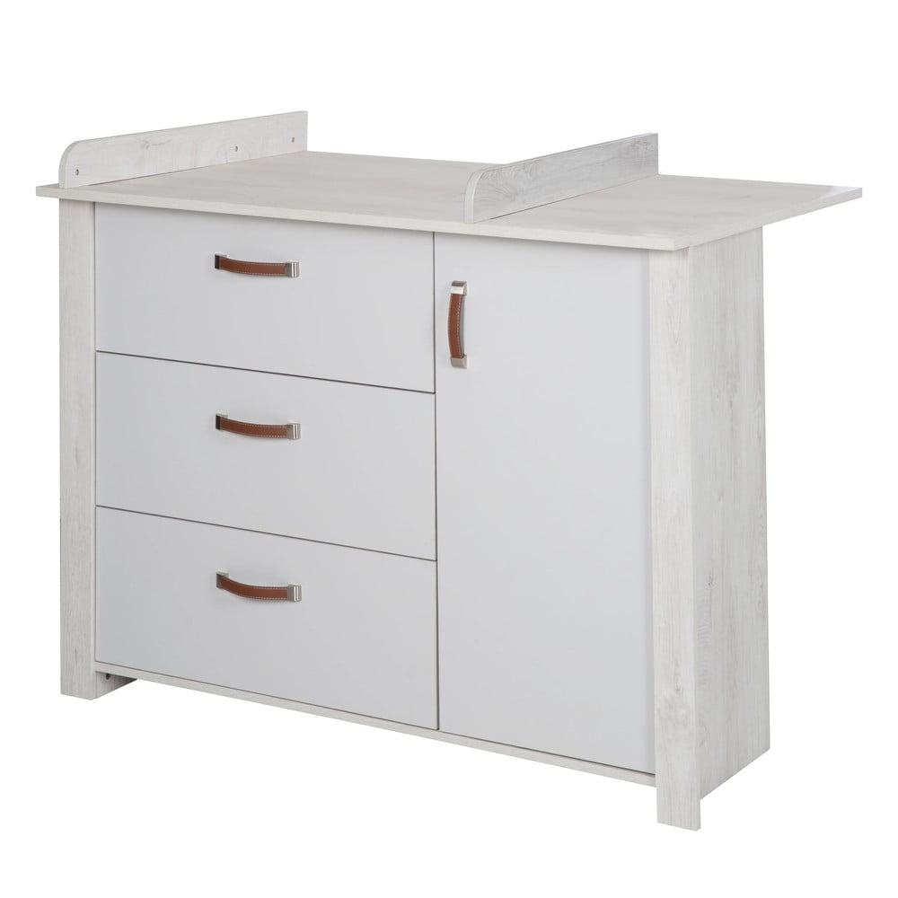 Cassettiera bassa bianca con fasciatoio 126x99 cm Mila - Roba | Cassettiere per bambini