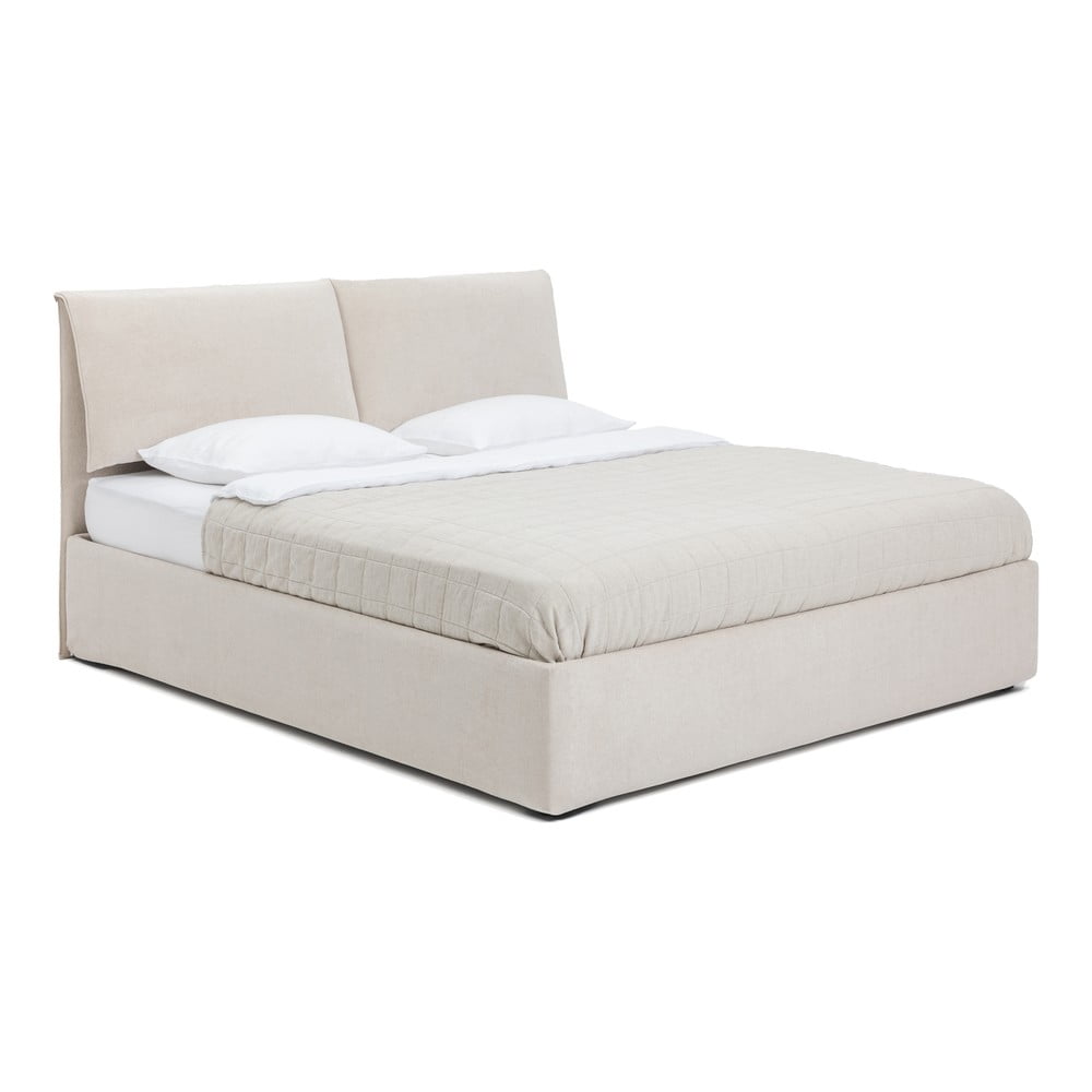 Letto matrimoniale imbottito beige con contenitore e rete inclusi 160x200 cm Thessa Pillow – Bonami Selection | Letti matrimoniali