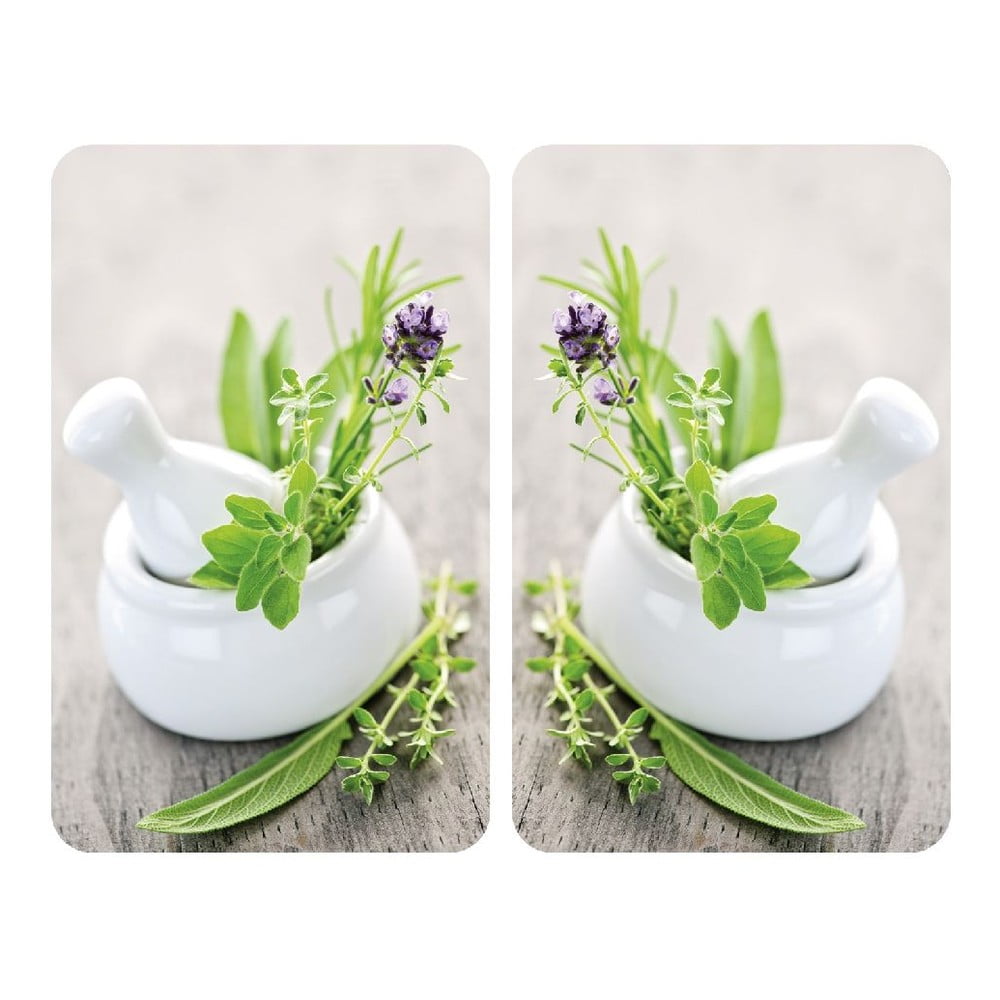 Set di 2 copri stufe in vetro Herbal, 52 x 30 cm Herb Garden - Wenko | Coperture per piani cottura