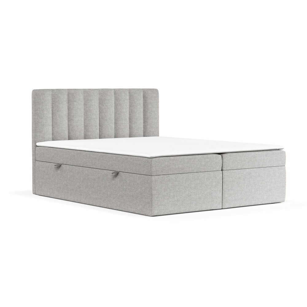 Letto boxspring grigio chiaro con contenitore 180x200 cm Novento - Maison de Rêve | Letti boxspring