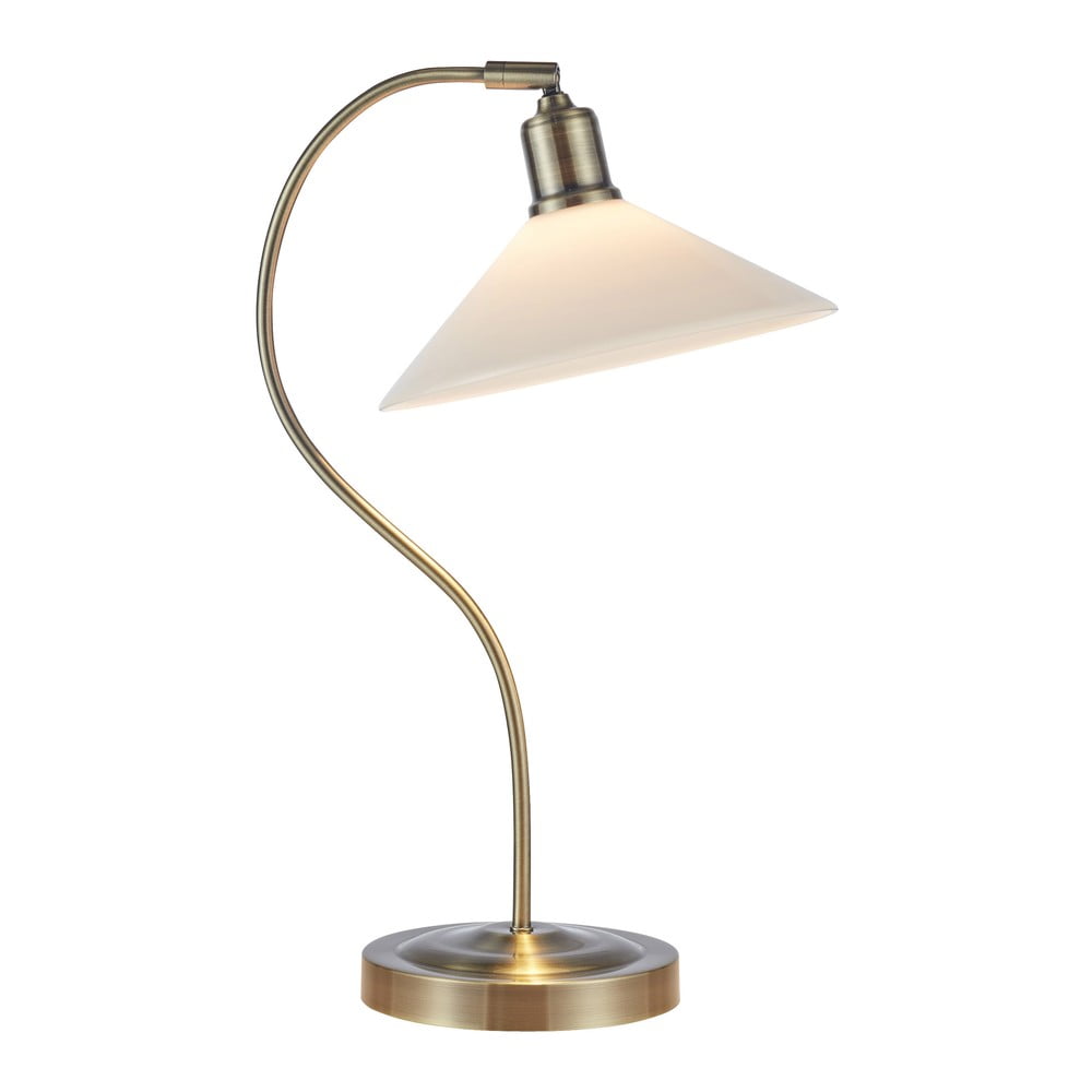 Lampada da tavolo bianca e color ottone con paralume in vetro (altezza totale 49 cm) Vela – Markslöjd | Abat-jour e lampade da tavolo
