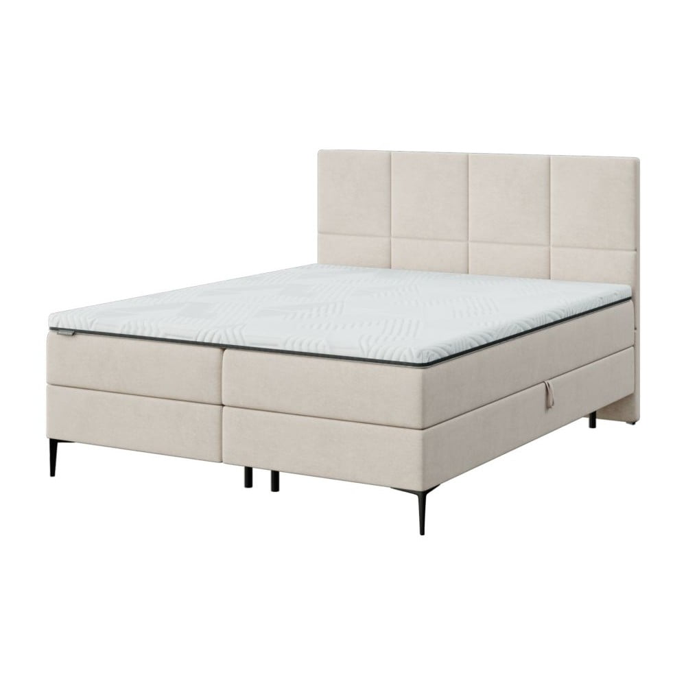 Letto boxspring beige con spazio contenitivo 180x200 cm Bufo – MESONICA | Letti boxspring
