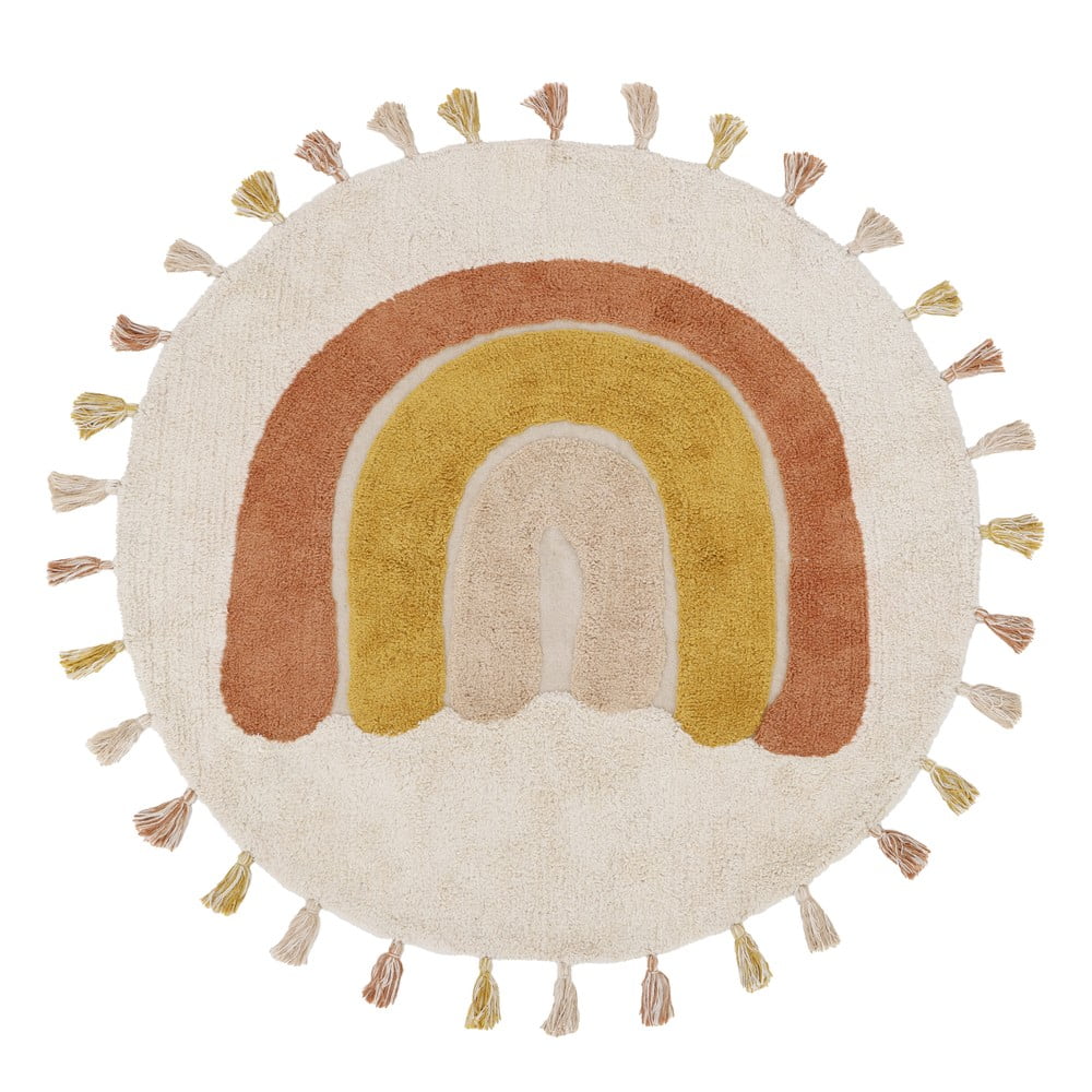 Tappeto per bambini color mattone/color crema in cotone lavabile e tessuto a mano ø110 cm Rainbow Toffee – Nattiot | Tappeti per bambini