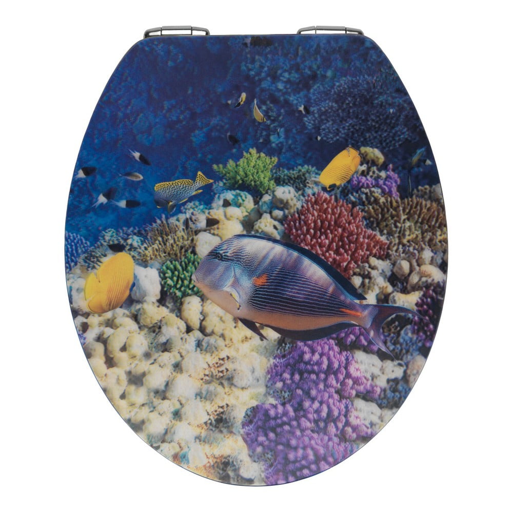 Sedile per wc con immagine 3D e chiusura facilitata Bellevue, 44,5 x 38 cm Fish - Wenko | Sedili WC