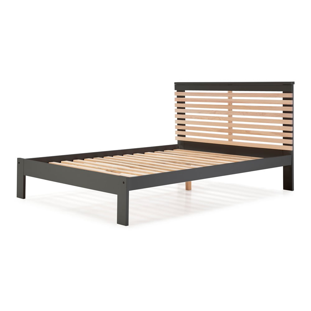 Letto matrimoniale grigio scuro con griglia 140x190 cm Vectra - Marckeric | Letti matrimoniali