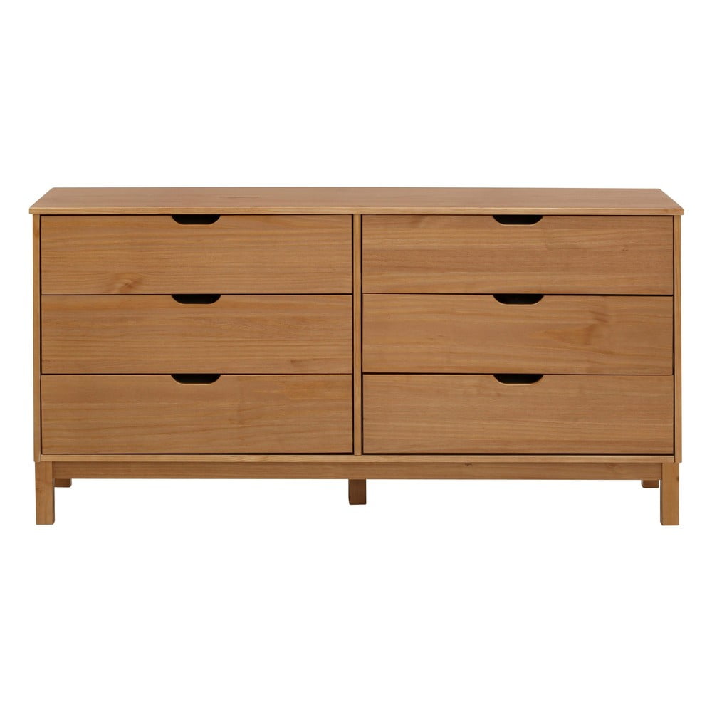 Cassettiera bassa in legno di pino in colore naturale 150x75 cm Post - Støraa | Cassettiere