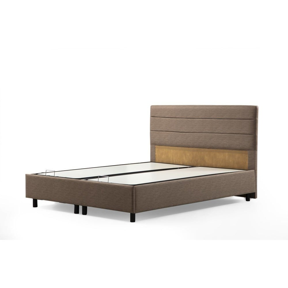 Letto matrimoniale marrone imbottito con spazio contenitivo con rete inclusa 140x200 cm Orina – Kalune Design | Letti matrimoniali
