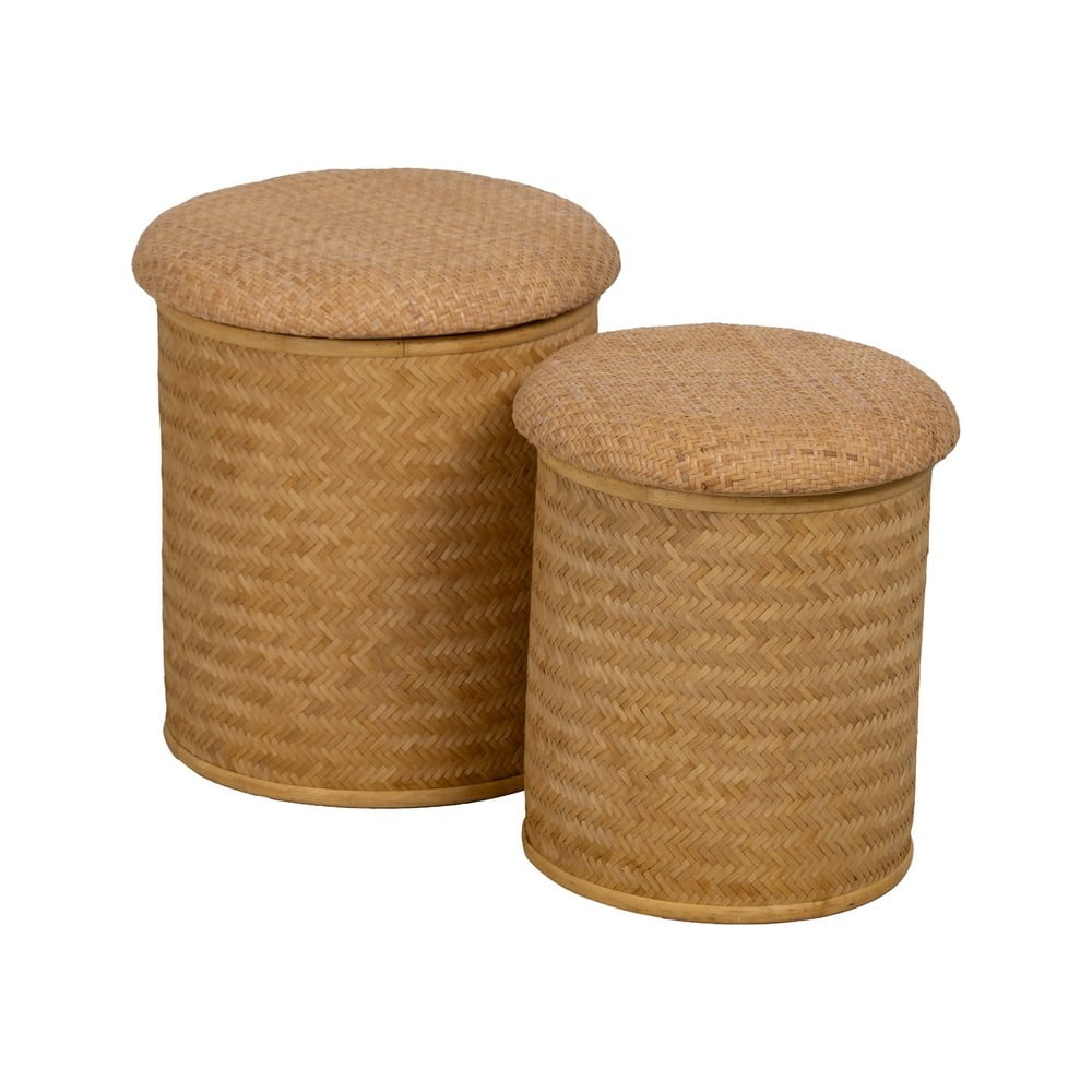 Sgabello in maglia in colore naturale Rattan - Ixia | Sgabelli e pouf