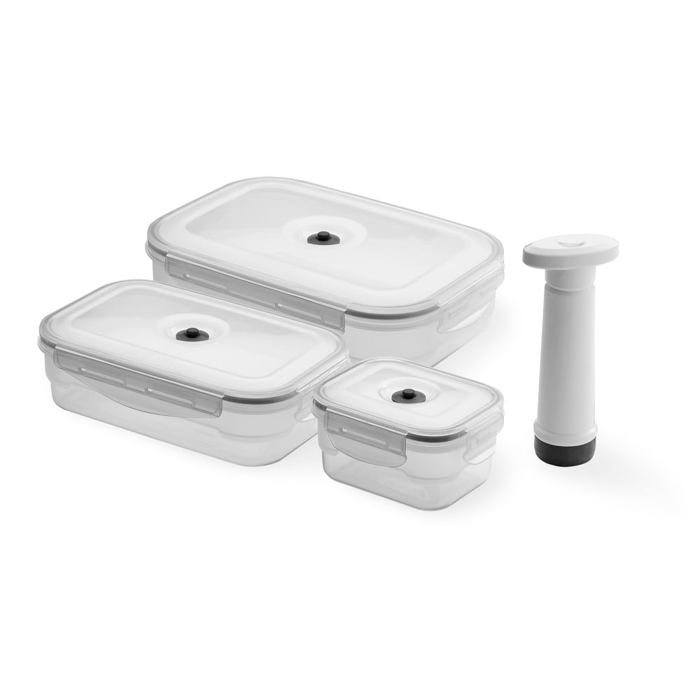 Set di 3 scatole per alimenti e pompa per il vuoto Flavia - Compactor | Contenitori sottovuoto