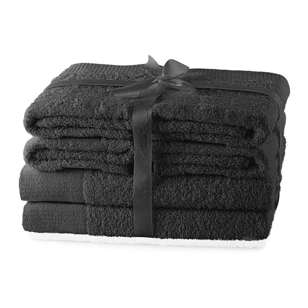 Asciugamani e teli da bagno in spugna di cotone grigio scuro in un set di 6 pezzi Amari - AmeliaHome | Asciugamani