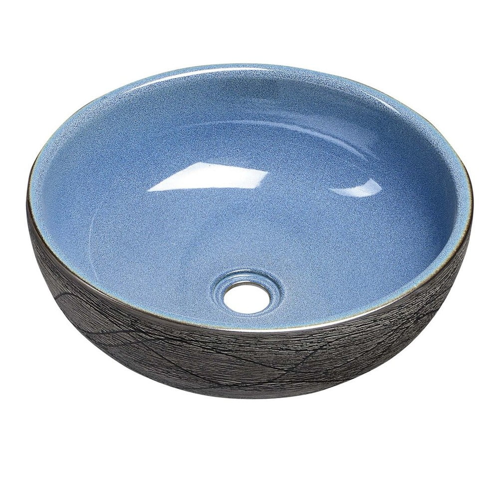 Lavabo rotondo blu/grigio in ceramica ø 41 cm Priori – Sapho | Lavabi