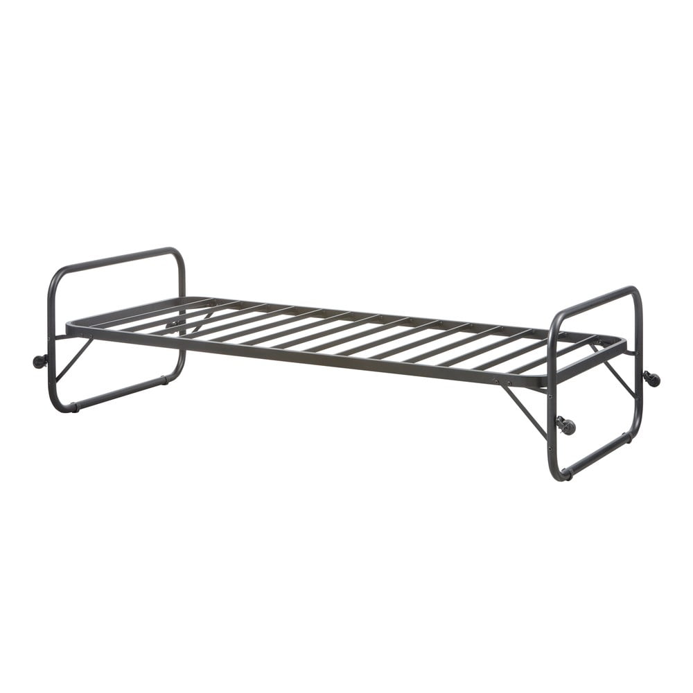 Letto singolo nero in metallo pieghevole con rete inclusa 90x200 cm Lucy – WOOOD | Letti singoli