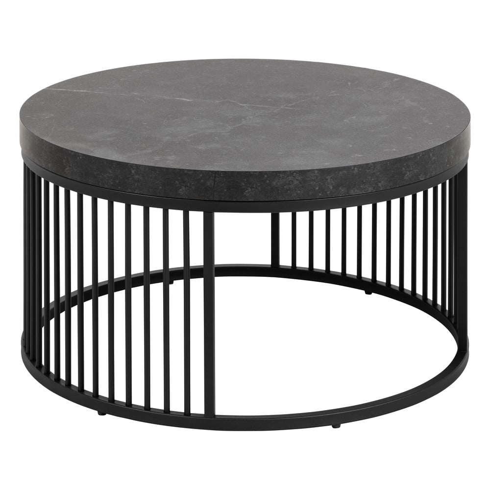 Tavolino rotondo nero con piano effetto marmo ø 65 cm Strington - Actona | Tavolini da salotto
