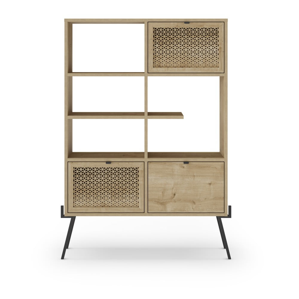 Libreria in rovere decorato in colore naturale 95x141 cm Evan - Marckeric | Librerie