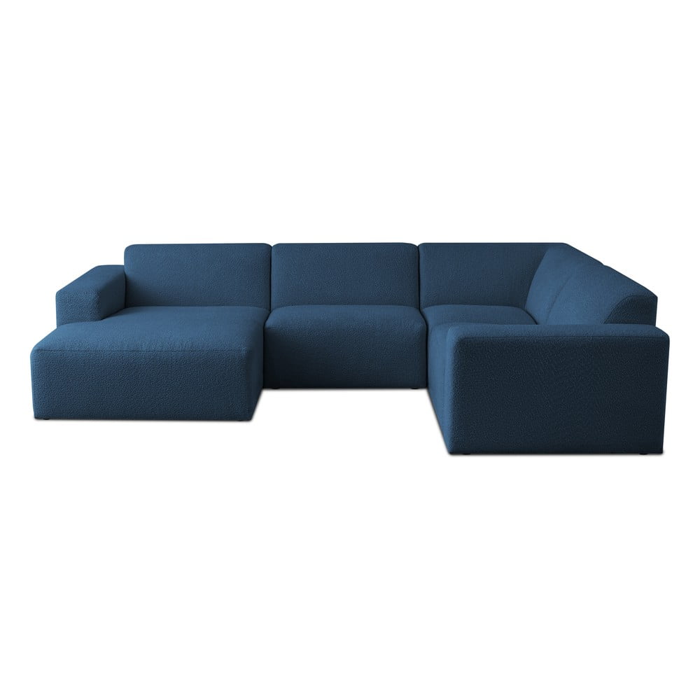 Divano angolare blu scuro in tessuto bouclé (a U) Roxy - Scandic | Set di divani componibili pronti per l'uso