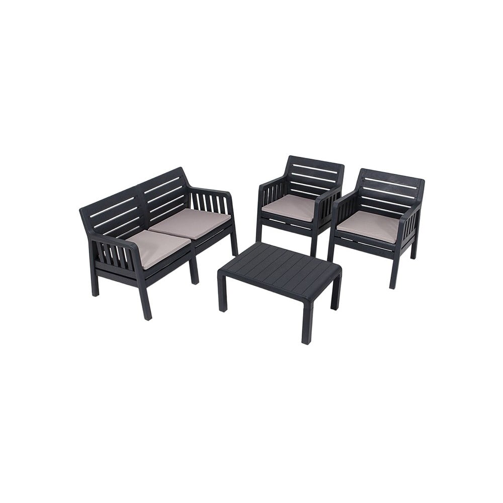 Set salotto da giardino antracite per 4 persone Lara - Floriane Garden | Set di mobili da giardino