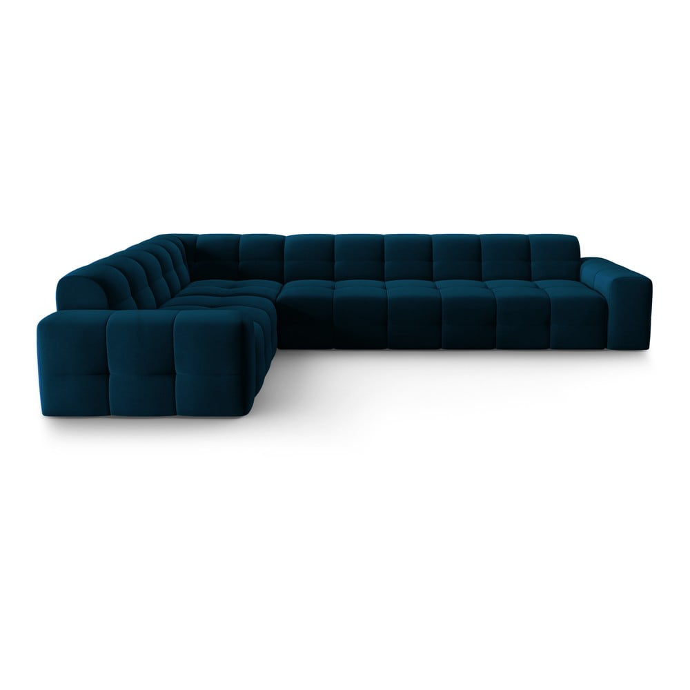 Divano angolare in velluto blu scuro (angolo sinistro) Kendal - Micadoni Home | Divani ad angolo