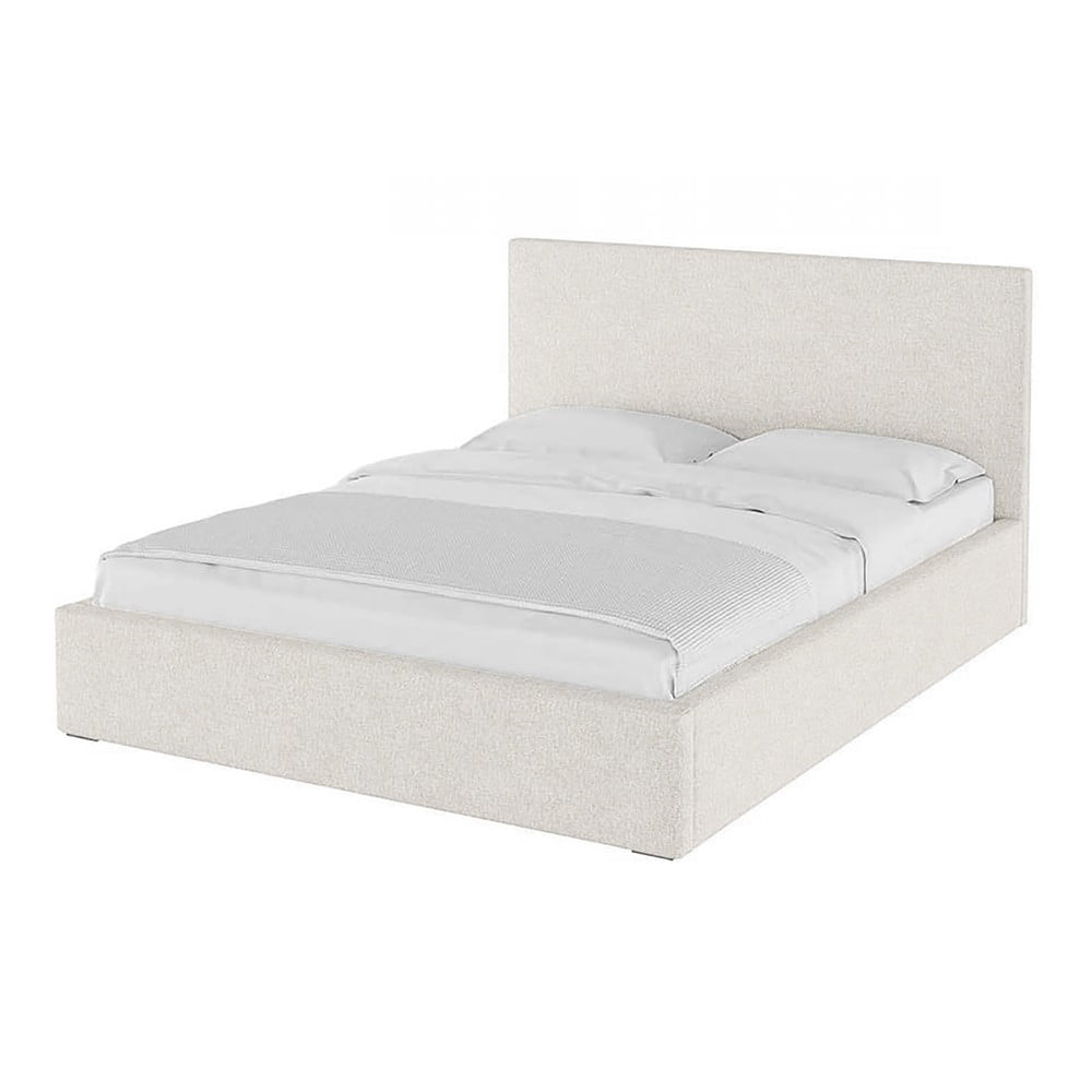 Letto matrimoniale imbottito beige con contenitore con rete inclusa 160x200 cm Bufo – MESONICA | Letti matrimoniali